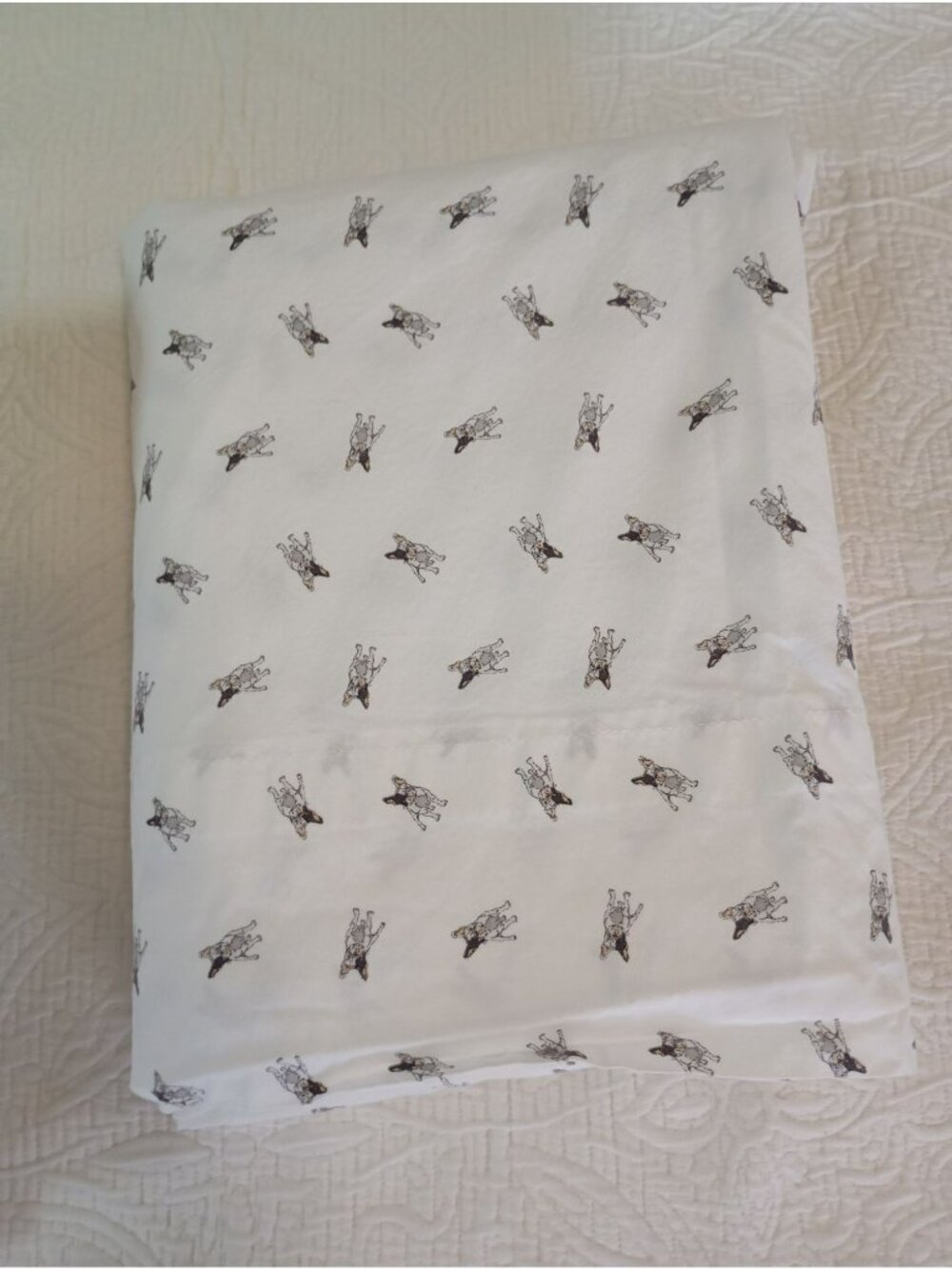 Ralph Lauren Home 100% Cotton Twin Sheet Set Dog Print White - Picture 3 of 7